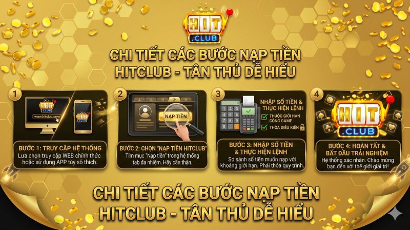 Các bước chi tiết trong thao tác nạp tiền Hitclub tại nền tảng