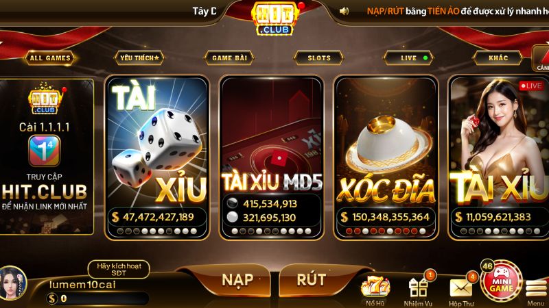 Sảnh game hấp dẫn thu hút nguời chơi tại Hitclub
