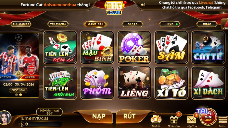 Các game bài Hitclub hấp dẫn quy tụ tại chuyên mục 