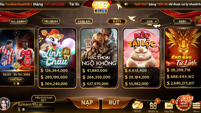 Khám phá những tựa game Nổ hũ Hitclub hot nhất 2026