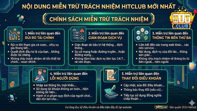 Nội dung chi tiết miễn trừ trách nhiệm tại Hitclub